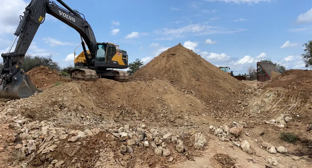 Fresh excavation and dirt work on a building site near Prescott, Arizona